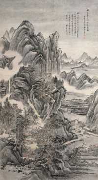 王翚 1710年作 溪桥峻岭图 立轴